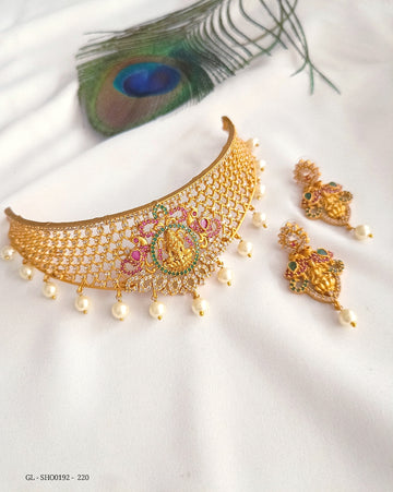 Choker necklace - Cz Ruby Temple design
