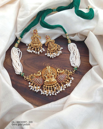 Lakshmi Peacock Pearl necklace set