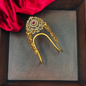 Women's  Nakshi armlet / vanki with Ruby stones and green beads