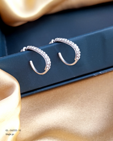 Silver finish pear shape AD earrings