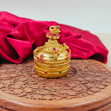 Gold-plated Kumkum Box with Swan Design