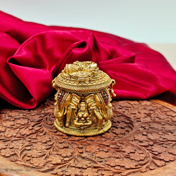 Gold-plated Lakshmi Kumkum Box with Elephant Design