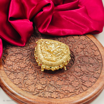 Gold-Plated Flat Lakshmi Kumkum Box
