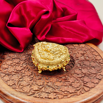 Gold-Plated Flat Lakshmi Kumkum Box