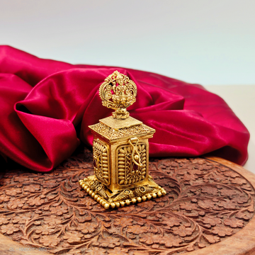 God Lakshmi Kumkum Box with Lotus design
