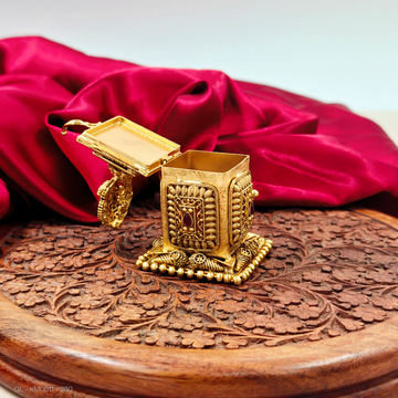 God Lakshmi Kumkum Box  with Lotus design