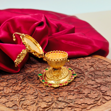 Gold plated Lakshmi Kumkum Box