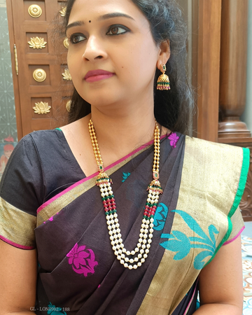 Multicolor Pearl three Layered Necklace