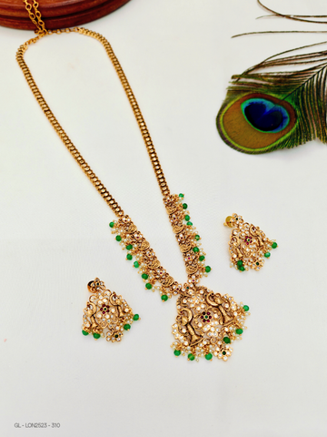Golden Peacock long necklace set