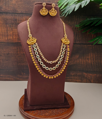 3 layer Lakshmi Coin Temple Haaram