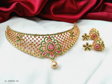 Choker Necklace - Ruby Emerald stones