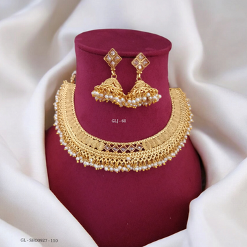 Golden pearl cluster Necklace