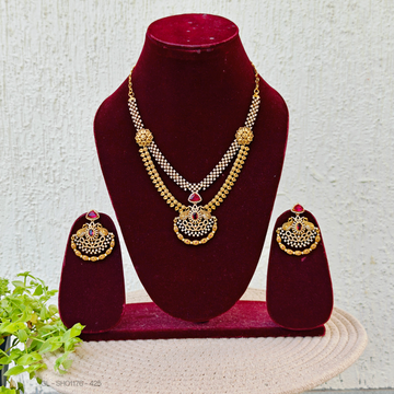AD Ruby Double layered Short Necklace set