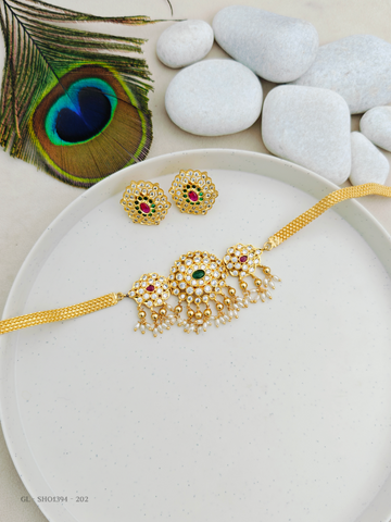 CZ Golden Hi neck choker Stone necklace