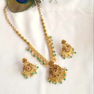 Golden Peacock Green Bead necklace