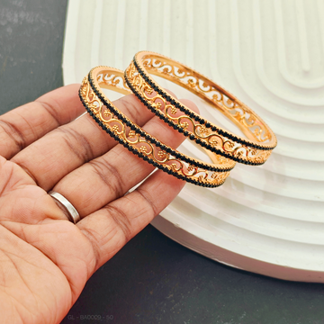 2 PC Set - Women Golden Bangles-Black stones