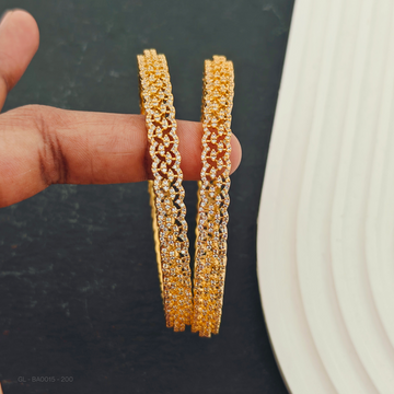 2 PC Set - Women Golden- AD Stone Bangles(2.10 Size)