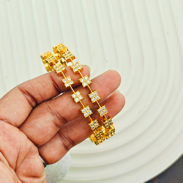 2 PC set American Diamond Bangles - White