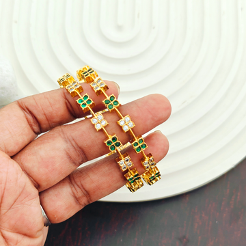 2 PC  set American Diamond Bangles - Green White