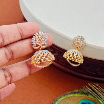 Gold finish-AD-Stone-Floral-design-jhumkas