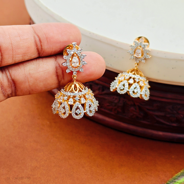 Gold finish-AD-Stone-Elegant design-jhumkas
