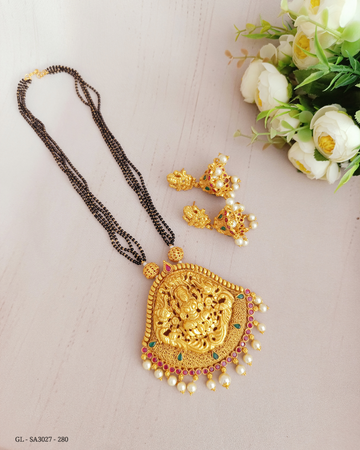 Black Bead Temple Long necklace - GL-SA3026-281