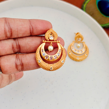 Gold-plated-White-Stones-pearl-Stud