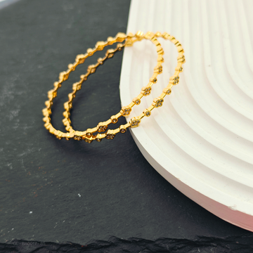 2 PC Set - Women Golden- AD stones-Floral- Bangles(2.10 Size)