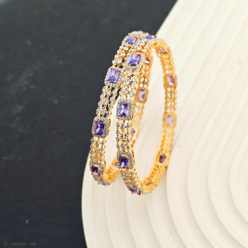 2 PC Set - Women Golden-Designer-purple stone- Bangles(2.10 Size)