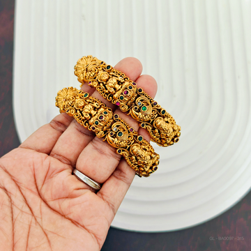 2 PC Lock Open Nakshi Ruby -Emerald Kada Bangles