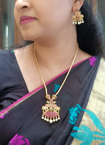 One Gram gold Ruby Emerald necklace set