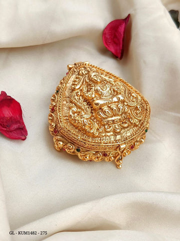 Gold Finish Temple Style Seated Lakshmi Kumkum box GL-KUM1482-275