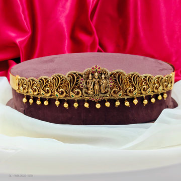 Adult hip belt-center vishnu-two lakshmi-golden pearl