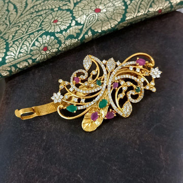 AD Ruby Emerlad Leaf Pattern Hair Clip