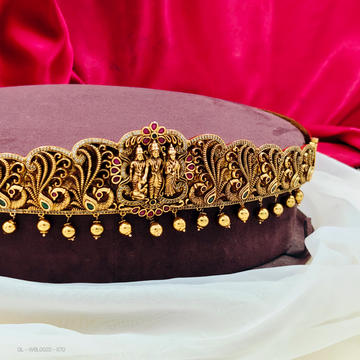 Adult hip belt-center vishnu-two lakshmi-golden pearl
