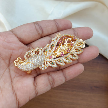 Hairclip - American Diamond Peacock design