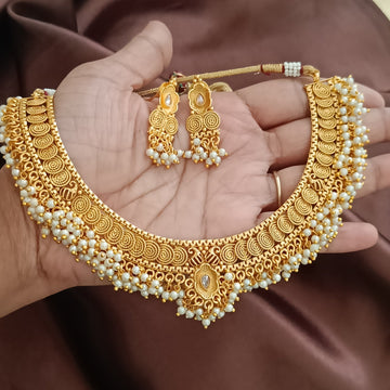 Antique Coin-Pearl embellished Choker