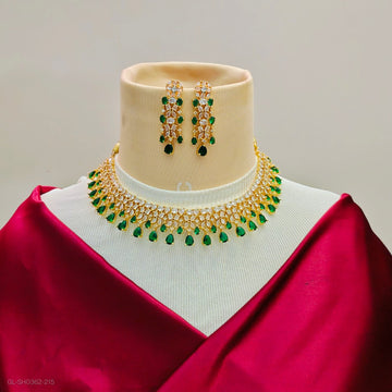 American Diamond-Gold finish Necklace