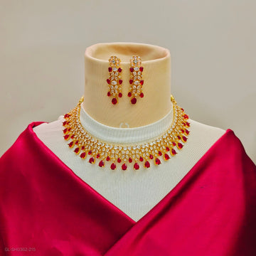American Diamond-Gold finish Necklace
