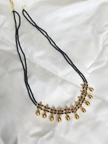 CZ stone Black Polky Beads Short Necklace GL-SHO0476-114