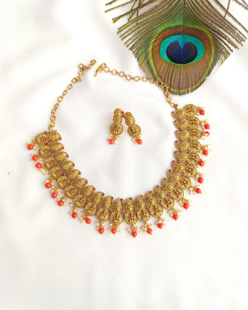 Antique Maanga Necklace - Coral Beads - GL-SHO2505-185