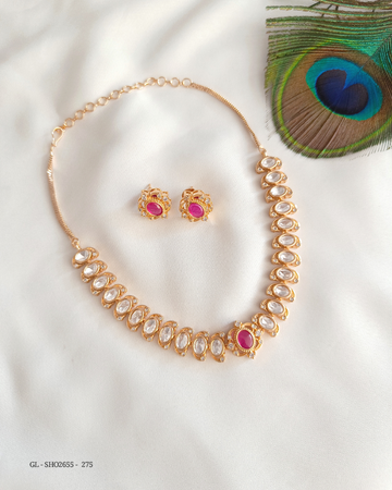 Polki Kundan golden ruby necklace GL-SHO2655-275