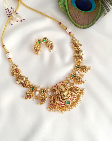 Jadau Kundan Nakshi Lakshmi necklace GL-SHO2647-453