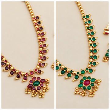 Reversible Budget Kemp Necklace Set - Red / Green