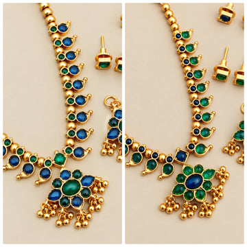 Reversible Budget Kemp Necklace Set - Blue/Green
