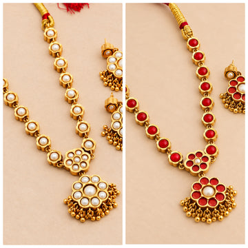 Reversible Gold Look Kemp Attgai - White / Pavazham