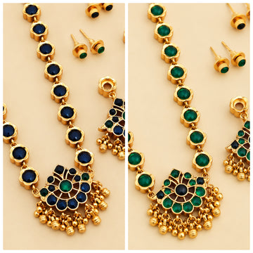 Reversible 2 in 1 necklace - Peacock style