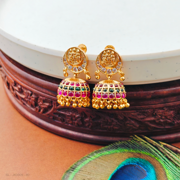 Gold Alike Ruby -Green- Jhumkas