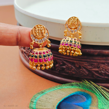 Gold Alike Ruby -Green- Jhumkas