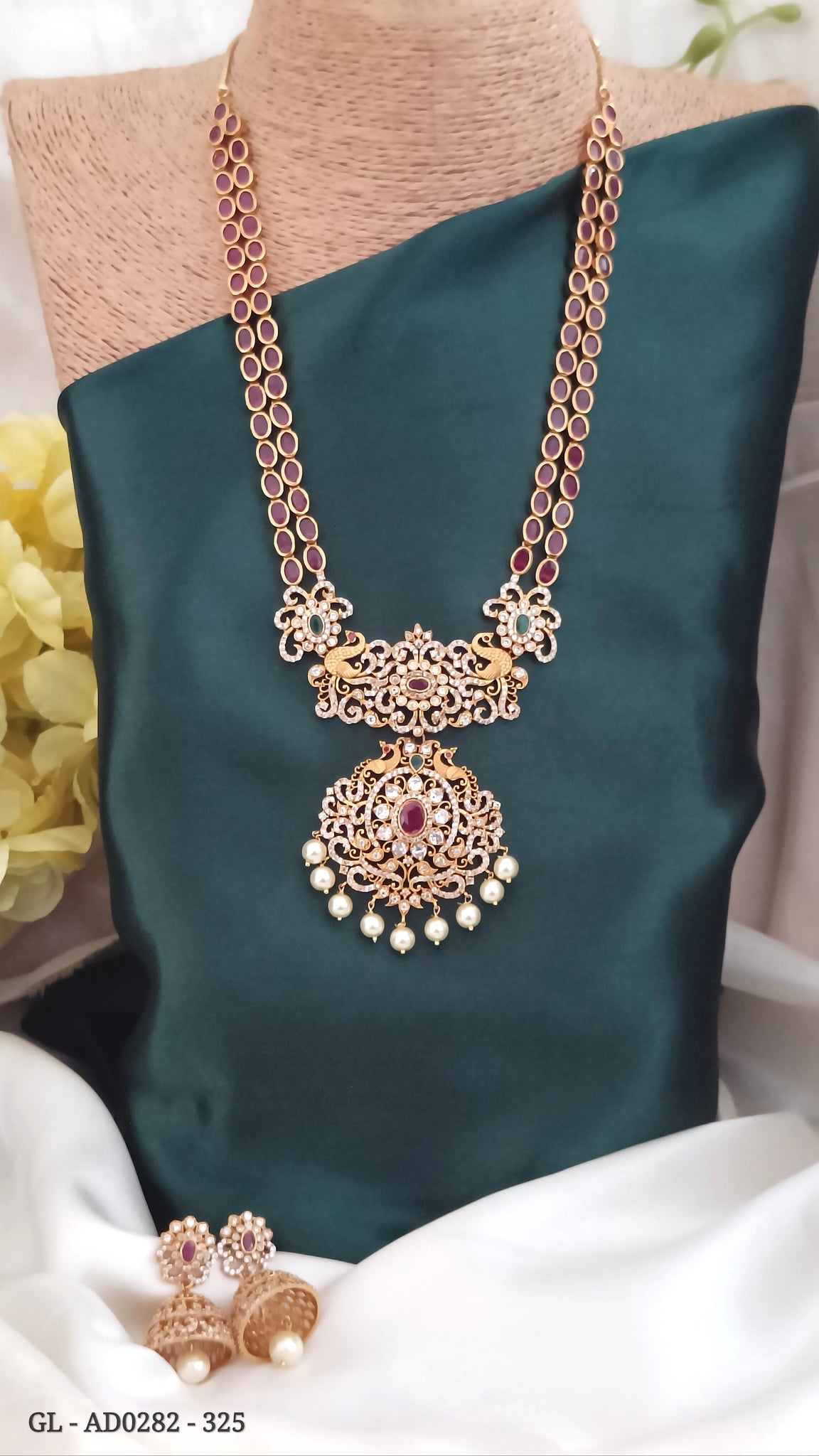Golden Cz Ruby necklace
